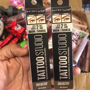 Lot of 2 Maybelline Tattoo Studio 260 Deep Brown Waterproof